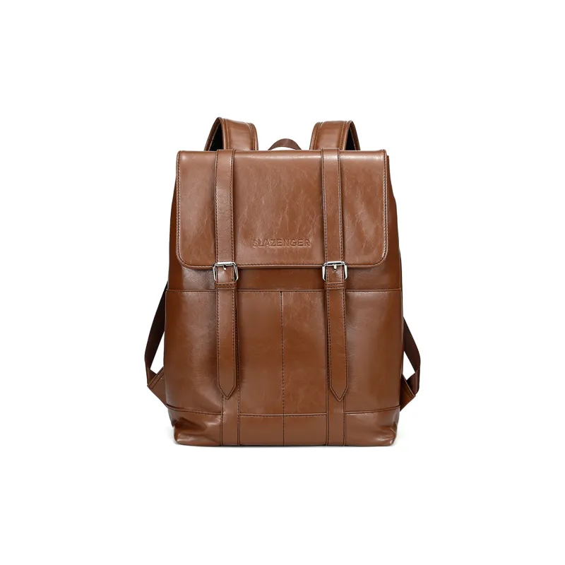 Slazenger PU Backpack Large Size Unisex Black/Coffee-5