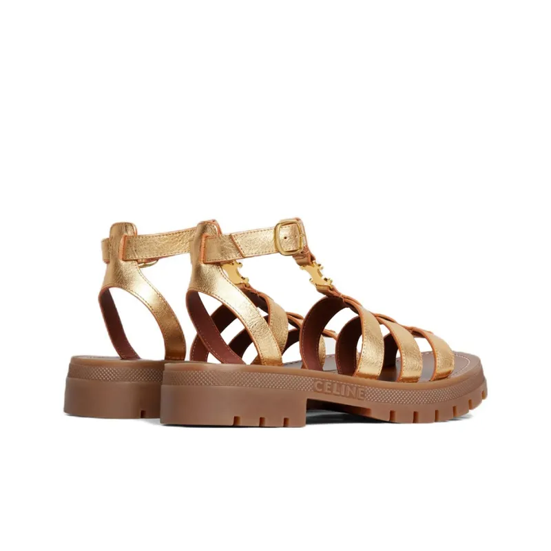 CELINE Triomphe Roman Sandals Women's Gold-3