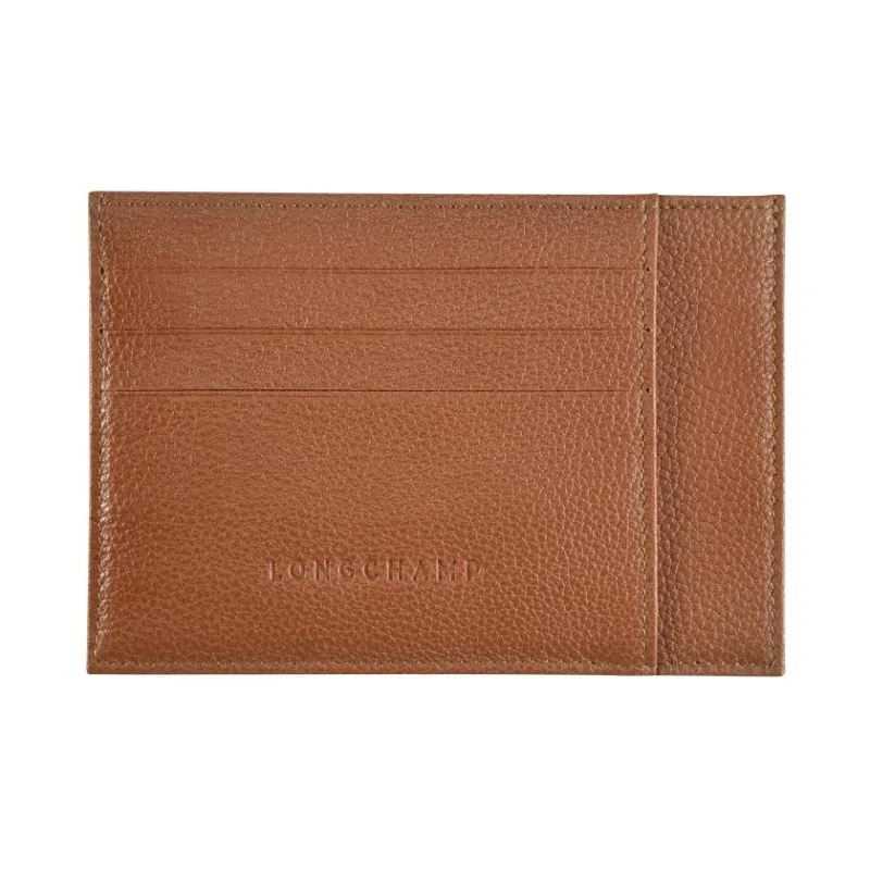 LONGCHAMP Le Foulonné Cow Leather Card Clip Card Holder Regular Men's Brown-0