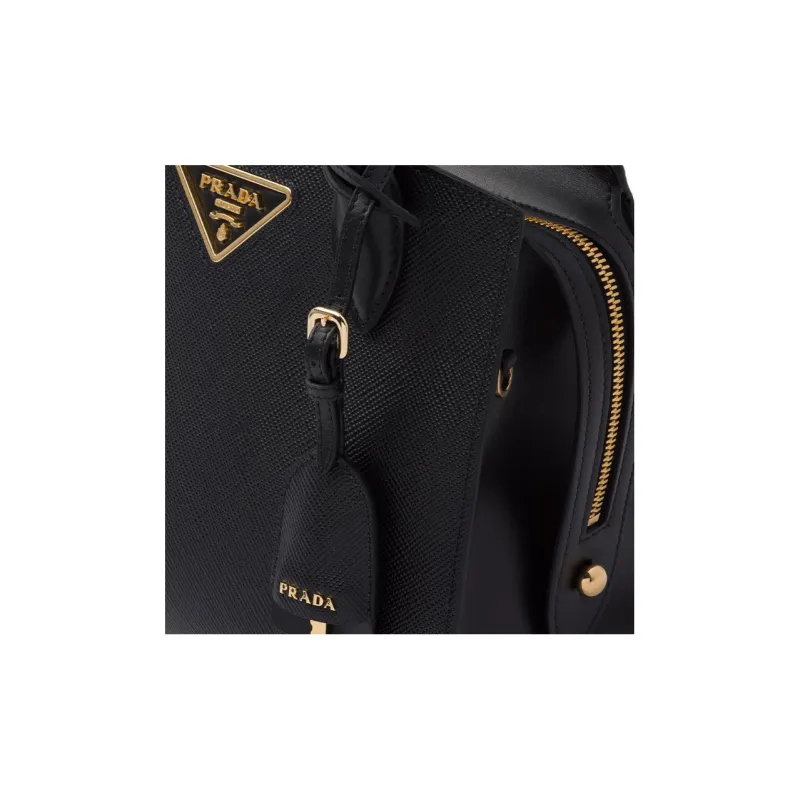 PRADA Smooth Leather Tote Bag Shopping Bag Shoulder Bag Crossbody Bag Handbag Mini Women's Black-5