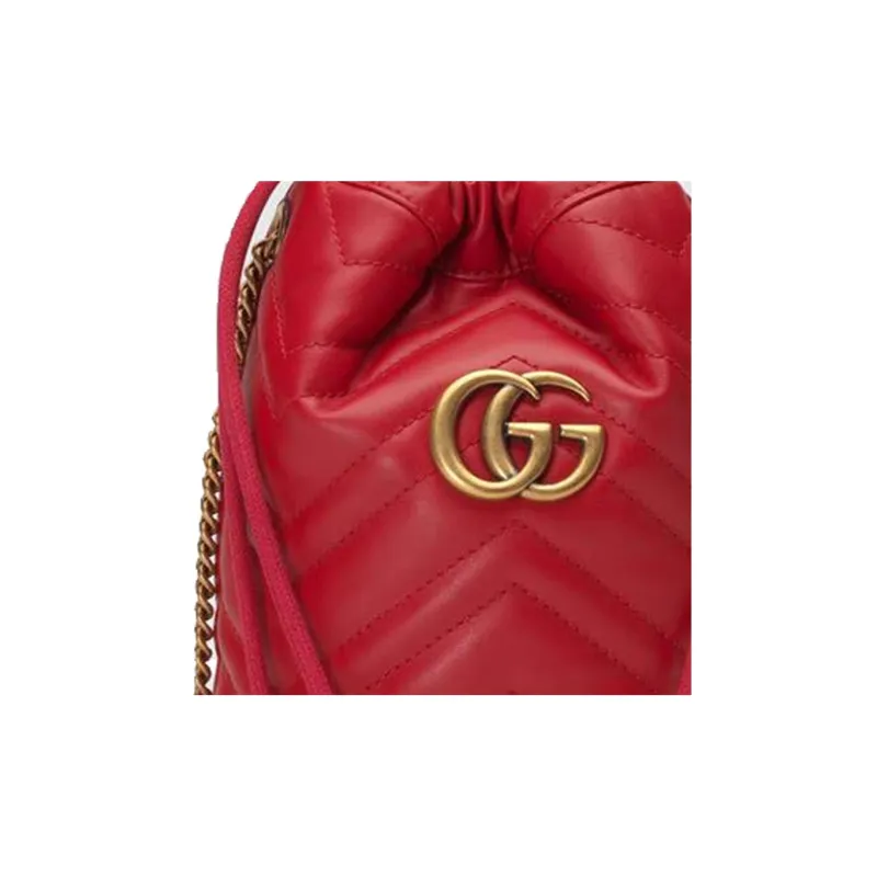 GUCCI GG Marmont Bucket Bag Mini Hibiscus Red-6