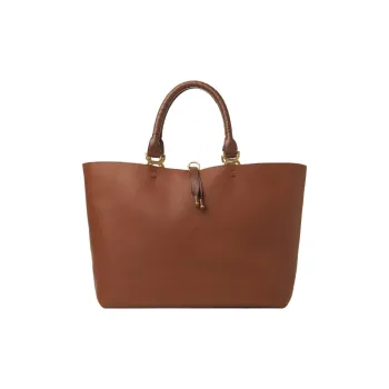 Chloe Marcie Grained Calfskin Tote Bag Shopping Bag Shoulder Bag Handbag Women's Tan