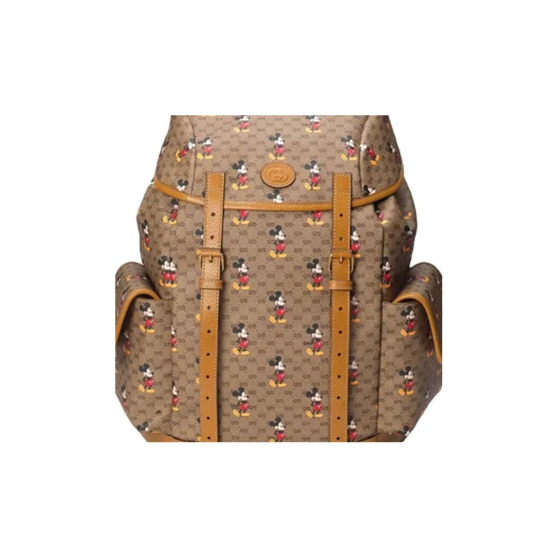 GUCCI Canvas With Leather Backpack Medium Size Unisex Ebony/Brown-7