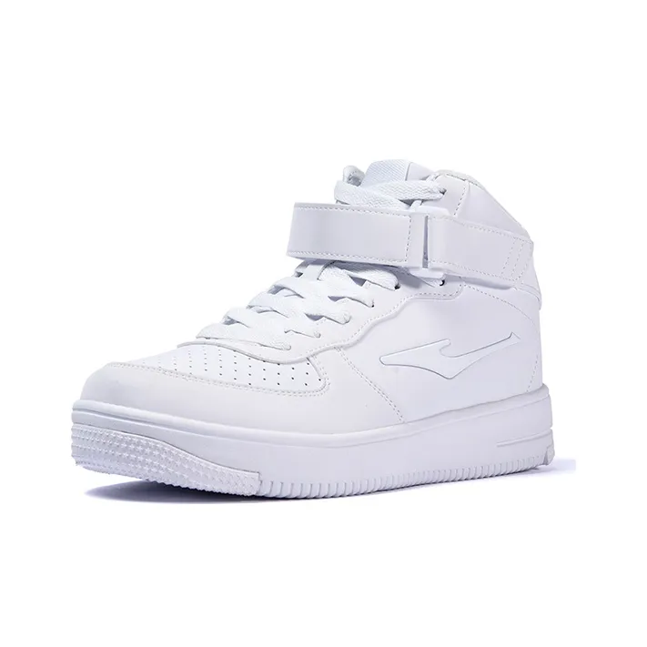 Erke Wear Resistant Slip Resistant Mid Top Skateboard Shoes Men's White-1