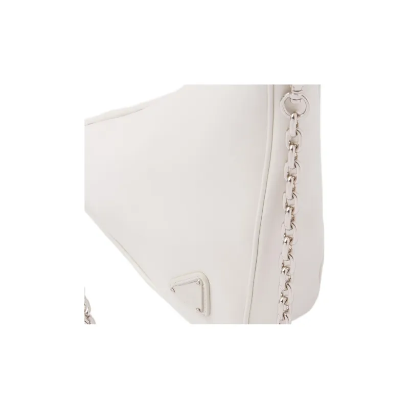 PRADA Triangle Leather Handbag Shoulder Bag Women's White-5