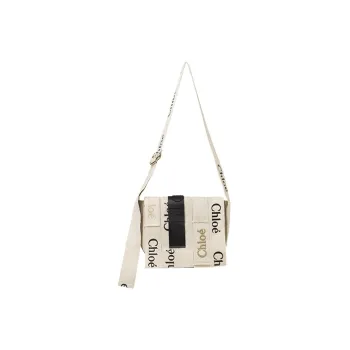 Chloe Woody Linen With Calfskin Crossbody Bag Shoulder Bag Women's Sand