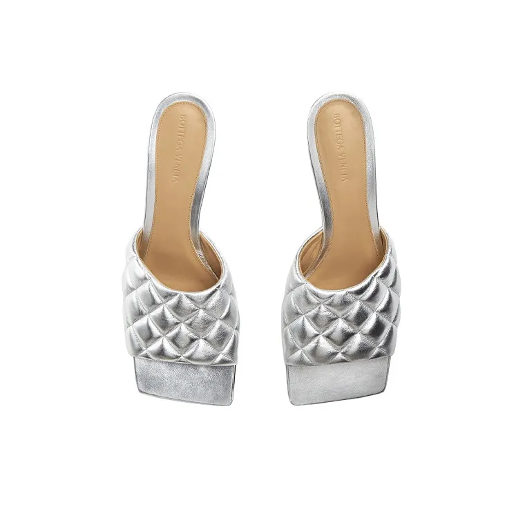 Bottega Veneta Padded Stylish Sandal Women's Silver-3