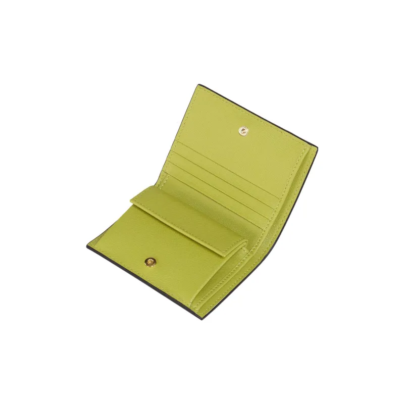 MARNI Calfskin Wallet Women's Dark Green/White/Light Green-3