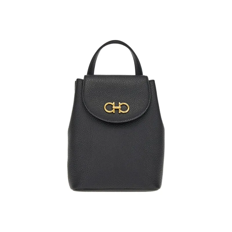 FERRAGAMO GANCINI Cow Leather Backpack Mini Women's Black-0