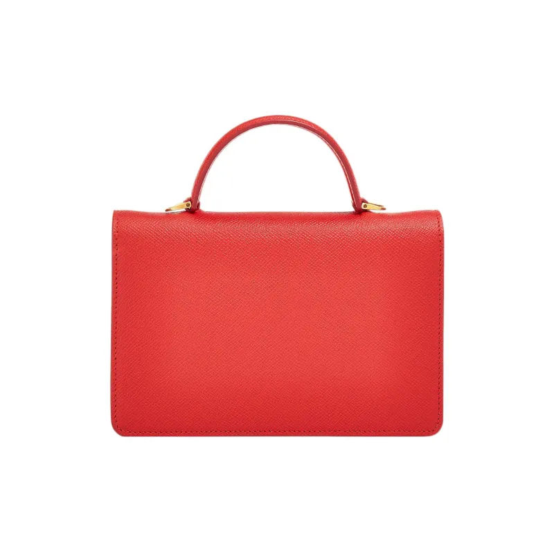 FERRAGAMO GANCINI Cow Leather Small Square Bag, Handbag, Shoulder Bag, Crossbody Bag Regular Women's Red-1