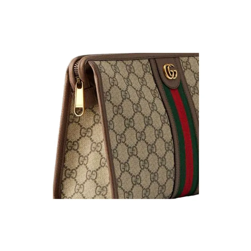 GUCCI Ophidia Zipped Pouch Beige/Ebony-4