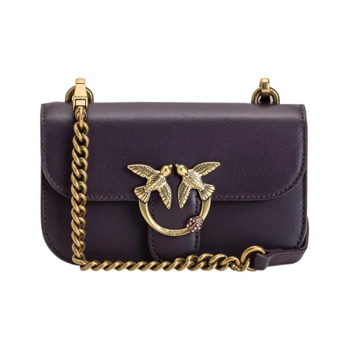 PINKO SIMPLY Cow Leather Flying Bird Swallow Bag Messenger Bag Shoulder Bag Crossbody Bag Women's Black Purple