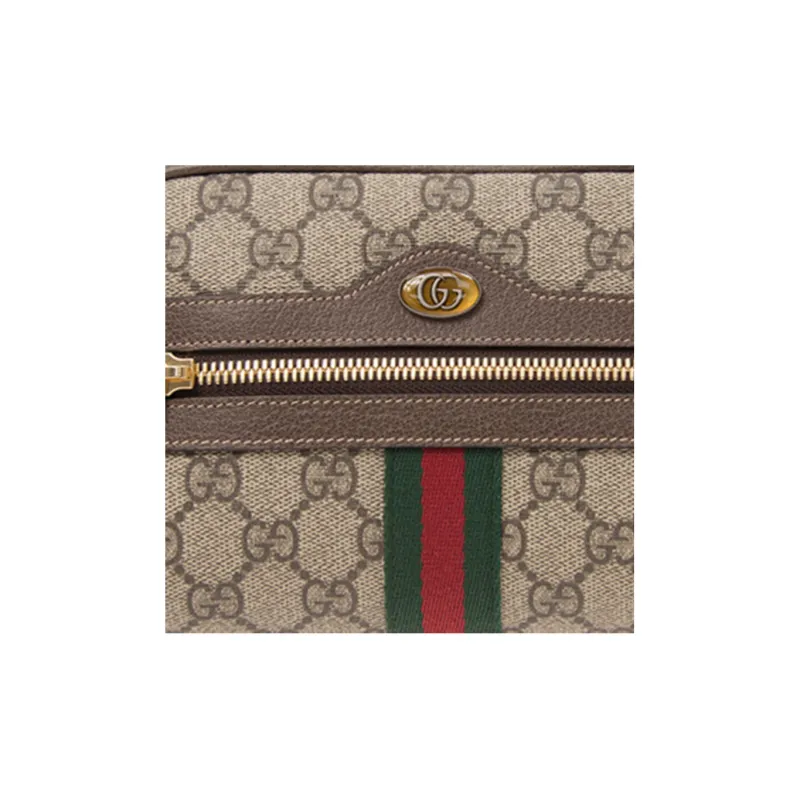 GUCCI Ophidia Canvas With Leather One Shoulder Crossbody Bag Sling Bag Fanny Pack Small Size Unisex Ebony/Brown-4