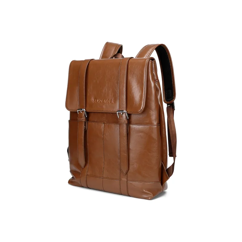Slazenger PU Backpack Large Size Unisex Black/Coffee-6
