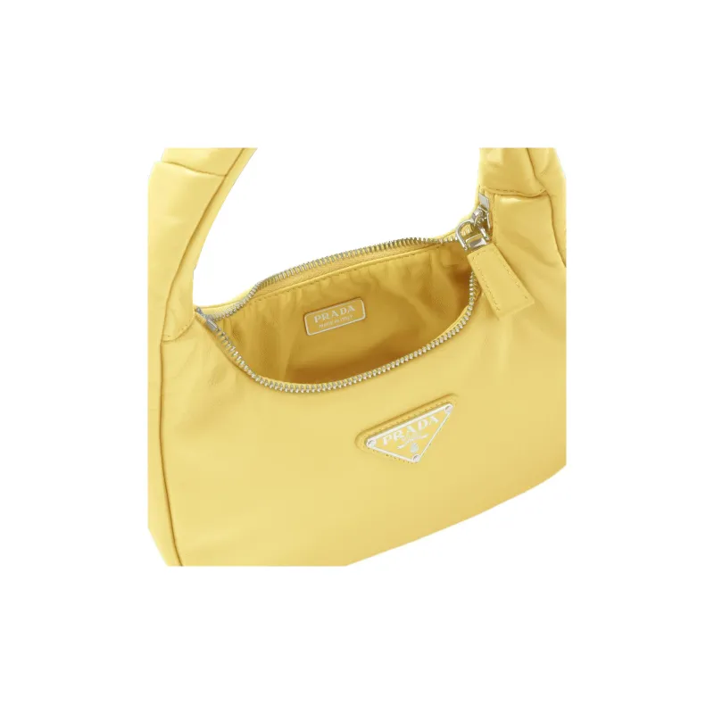 PRADA Soft Sheep Leather Shoulder Bag Handbags Mini Women's Yellow-4