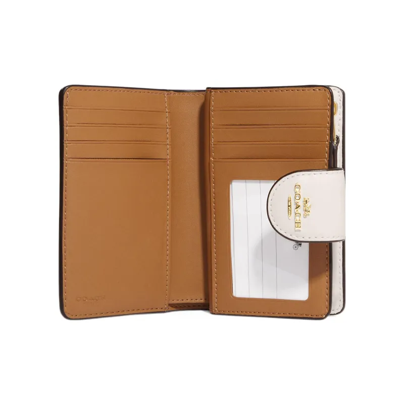 COACH Corner Zip Canvas With Leather Card Holder Wallet Medium Size Women's Khaki-1