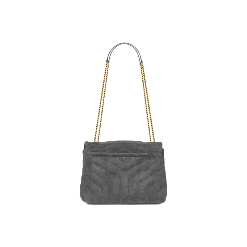 SAINT LAURENT LOULOU Calfskin Crossbody Bag, Shoulder Bag Women's Gray-2