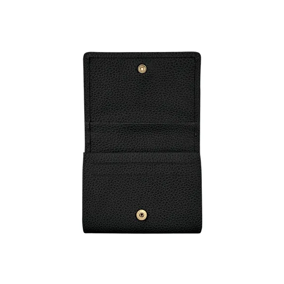 LONGCHAMP Le Foulonné Cow Leather Coin Purse Women's Black-1