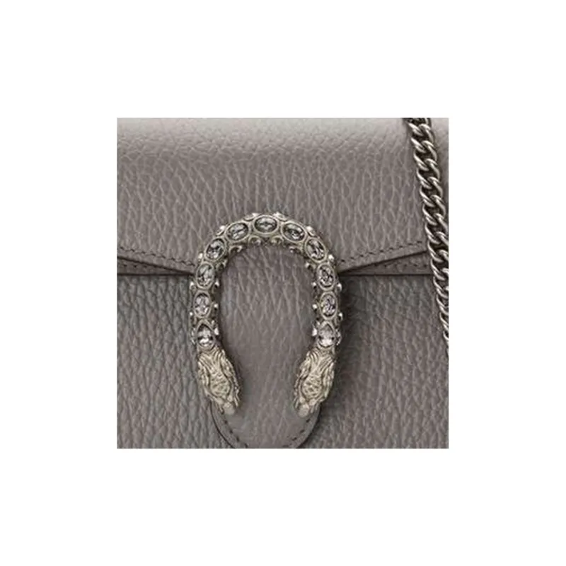 GUCCI Dionysus Leather Chain Bag Crossbody Bag Shoulder Bag Women's Gray-5