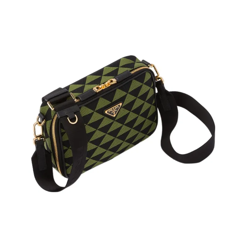 PRADA Symbole Jacquard Fabric Shoulder Bag Crossbody Bag Regular Men's Black/Ivy Green-1