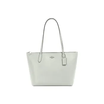 COACH Zip Top Tote Leather Tote Bag Shopping Bag Handbag Shoulder Bag Women's Sage Green