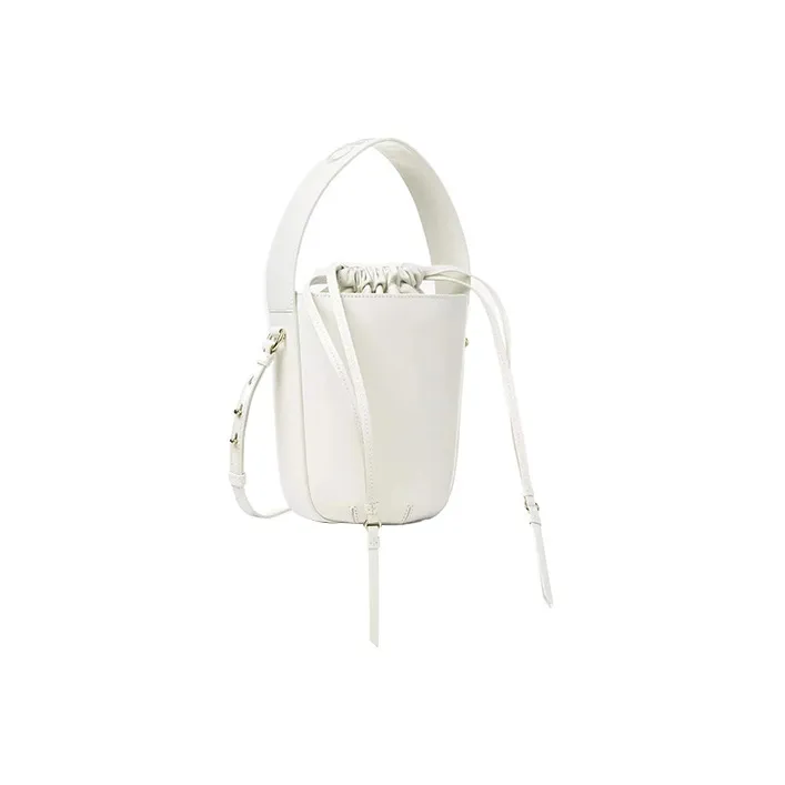 Chloe Smooth Calf Leather Bucket Bag, Handbag, Shoulder Bag, Crossbody Bag Regular Women's White-1