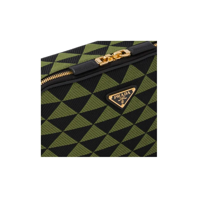 PRADA Symbole Jacquard Fabric Shoulder Bag Crossbody Bag Regular Men's Black/Ivy Green-5