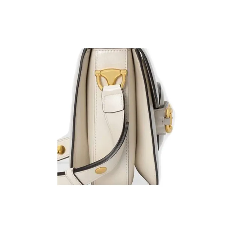 GUCCI Leather Saddle Bag, Crossbody Bag, Shoulder Bag Women's White-5