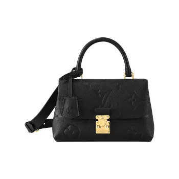 LOUIS VUITTON Madeleine Embossed Grained Cow Leather Shoulder Bag Crossbody Bag Handbag Small Size Women's Black