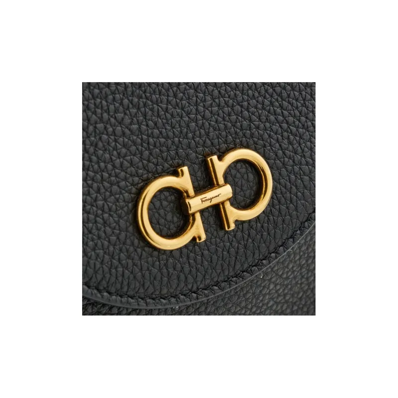 FERRAGAMO GANCINI Cow Leather Backpack Mini Women's Black-4