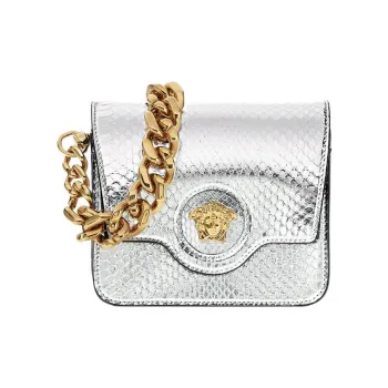 FANSIZHE La Medusa Snake Skin Crossbody Bag Shoulder Bag Small Size Women's Silver