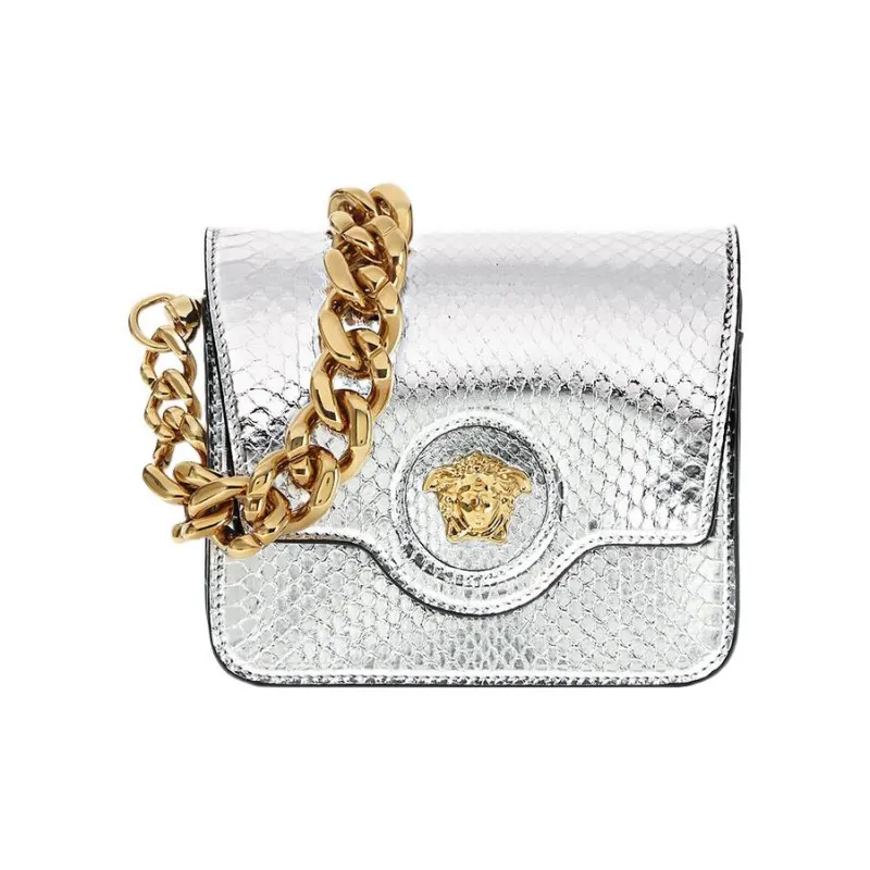 FANSIZHE La Medusa Snake Skin Crossbody Bag Shoulder Bag Small Size Women's Silver-0
