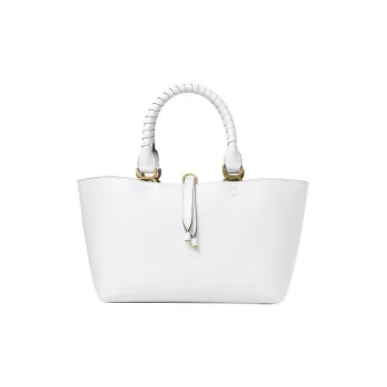 Chloe Marcie Grained Calfskin Tote Bag Shopping Bag Shoulder Bag Handbag Small Size Women's White