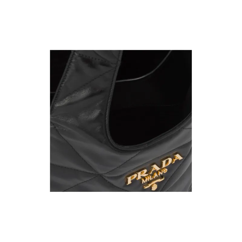 PRADA Soft Sheep Leather Tote Bag Shopping Bag Handbag Medium Size Women's Black-3