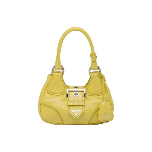 PRADA Moon Series Leather Shoulder Bag Crossbody Bag Handbag Women's Yellow Green