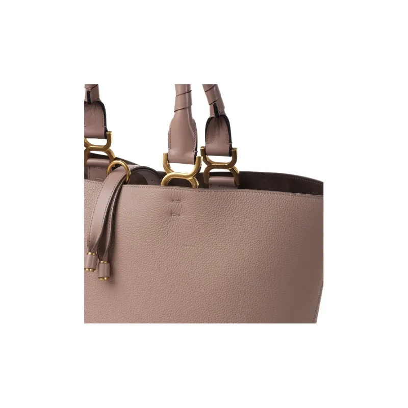Chloe Marcie Grained Calfskin Tote Bag Shopping Bag Shoulder Bag Handbag Small Size Women's Light Pink-4