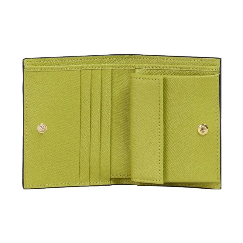 MARNI Calfskin Wallet Women's Dark Green/White/Light Green-2