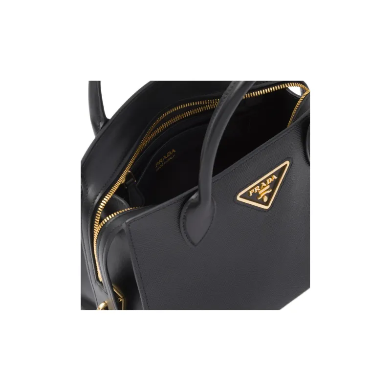 PRADA Smooth Leather Tote Bag Shopping Bag Shoulder Bag Crossbody Bag Handbag Mini Women's Black-4