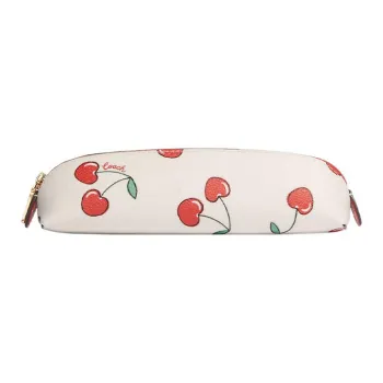COACH Pencil Case Canvas With Leather Pencil Case Storage Bag Makeup Bag Small Size Women's White