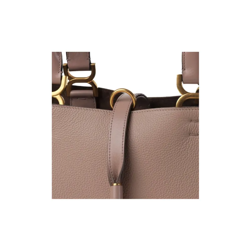 Chloe Marcie Grained Calfskin Tote Bag Shopping Bag Shoulder Bag Handbag Small Size Women's Light Pink-3