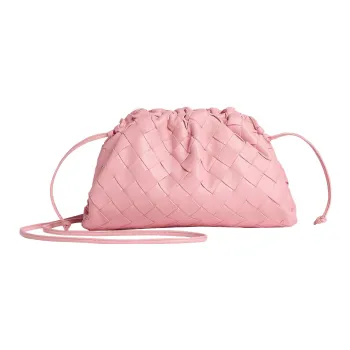 Bottega Veneta POUCH Cloud Bag Sheepskin One Shoulder Crossbody Clutches Mini Women's Ribbon Pink
