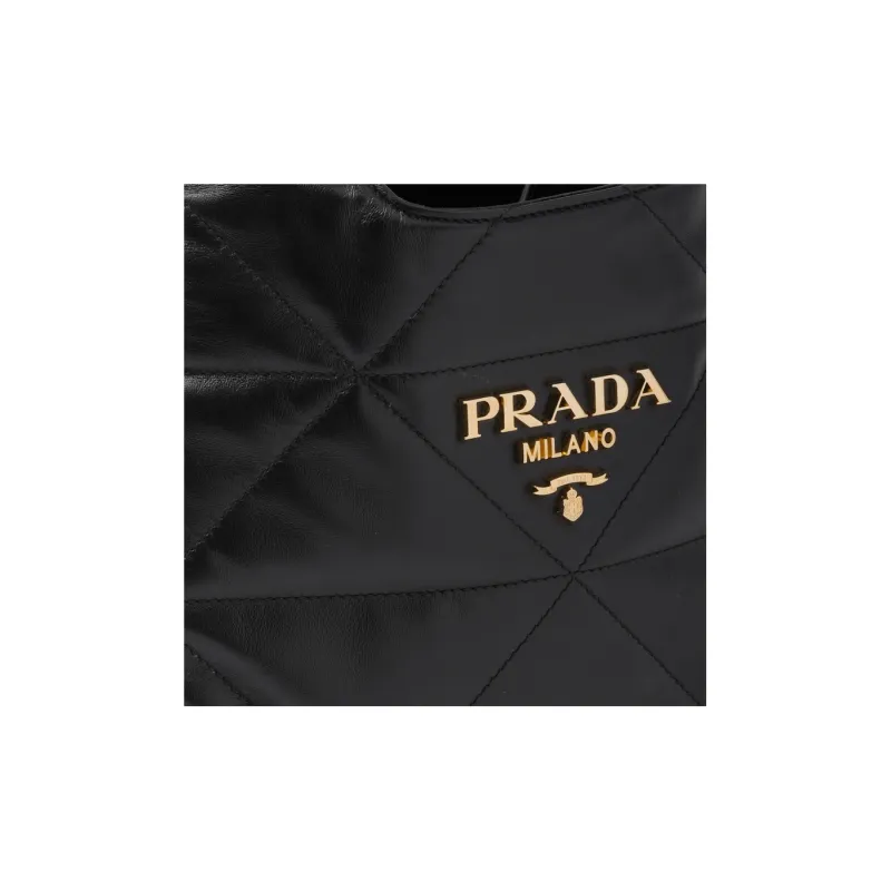 PRADA Soft Sheep Leather Tote Bag Shopping Bag Handbag Medium Size Women's Black-4