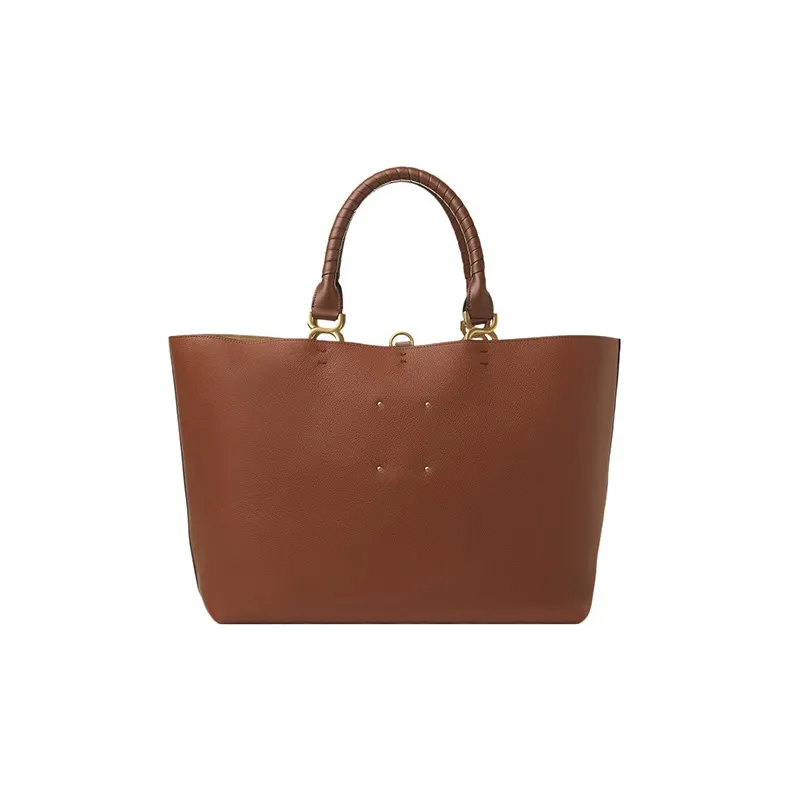 Chloe Marcie Grained Calfskin Tote Bag Shopping Bag Shoulder Bag Handbag Women's Tan-1