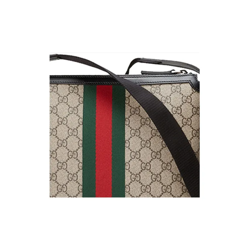 GUCCI Canvas With Leather Canvas Bag Messenger Bag Shoulder Bag Crossbody Bag Small Size Men's Ebony/Black-4