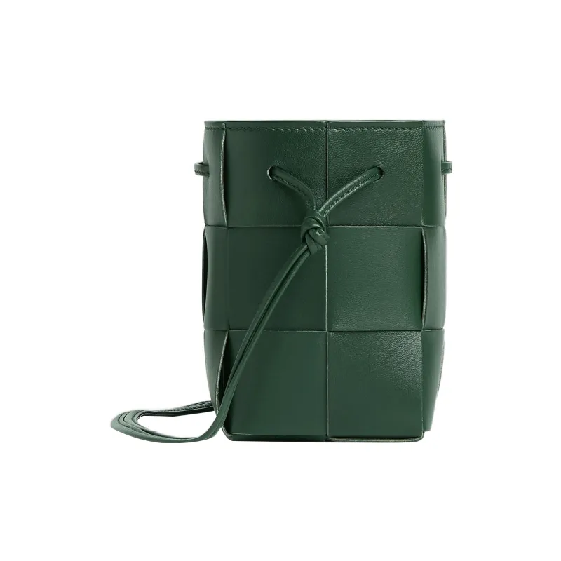 Bottega Veneta CASSETTE Sheepskin With Cow Leather Bucket Bag, Shoulder Bag, Crossbody Bag Mini Women's Rain Tree Green-1