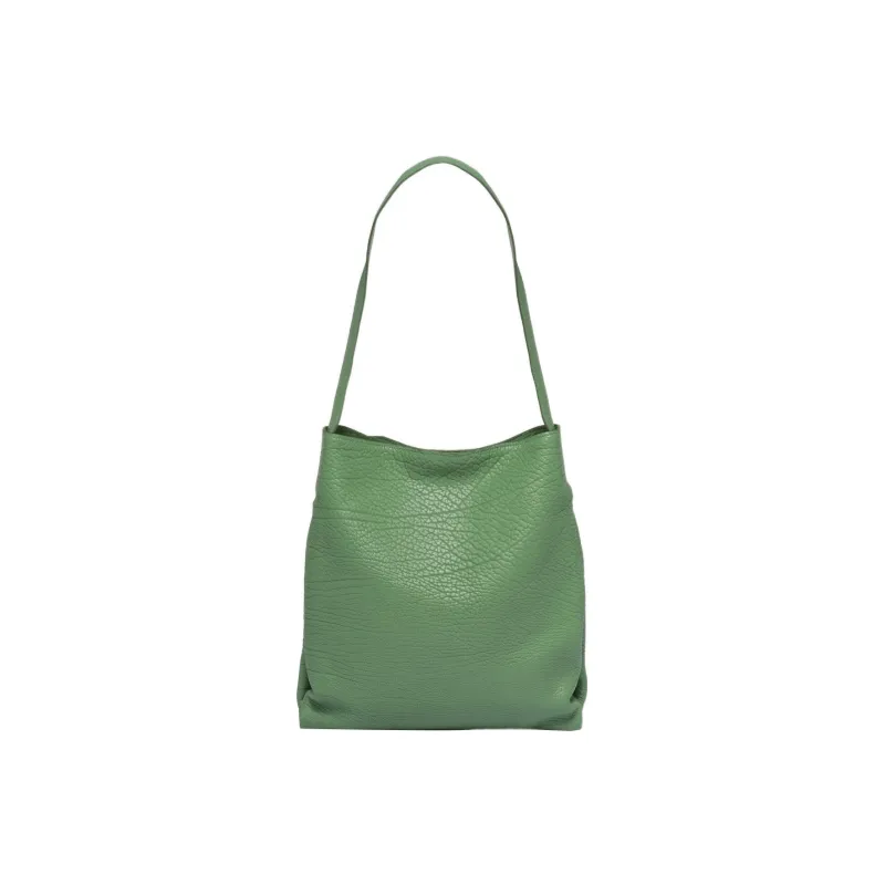 PRADA Leather Tote Bag Shopping Bag Shoulder Bag Handbag Men's Gray Green-1