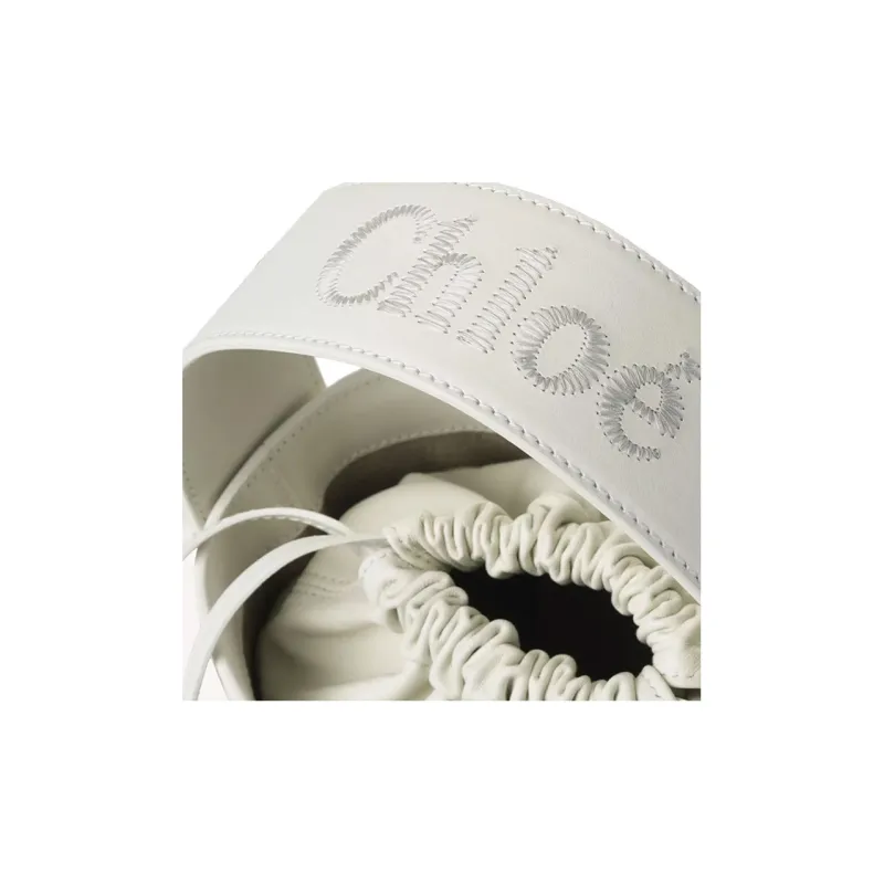 Chloe Smooth Calf Leather Bucket Bag, Handbag, Shoulder Bag, Crossbody Bag Regular Women's White-4