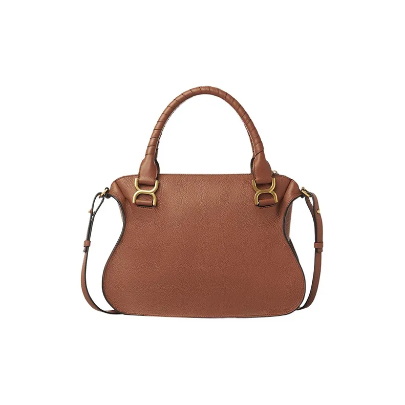 Chloe Marcie Grained Calfskin Shoulder Bag Crossbody Bag Handbag Women's Tan-1