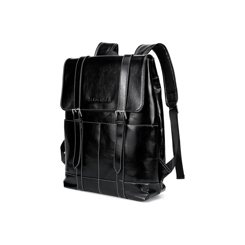 Slazenger PU Backpack Large Size Unisex Black/Coffee-1