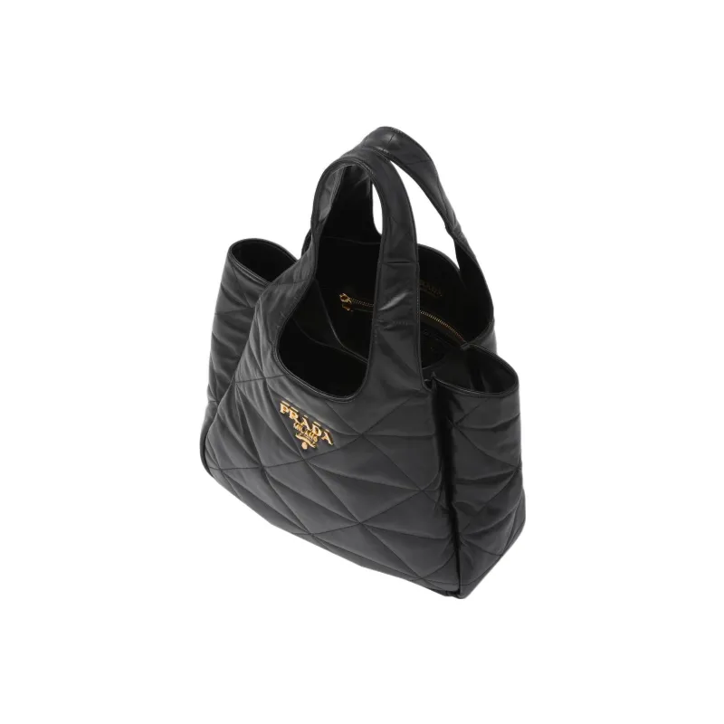 PRADA Soft Sheep Leather Tote Bag Shopping Bag Handbag Medium Size Women's Black-2
